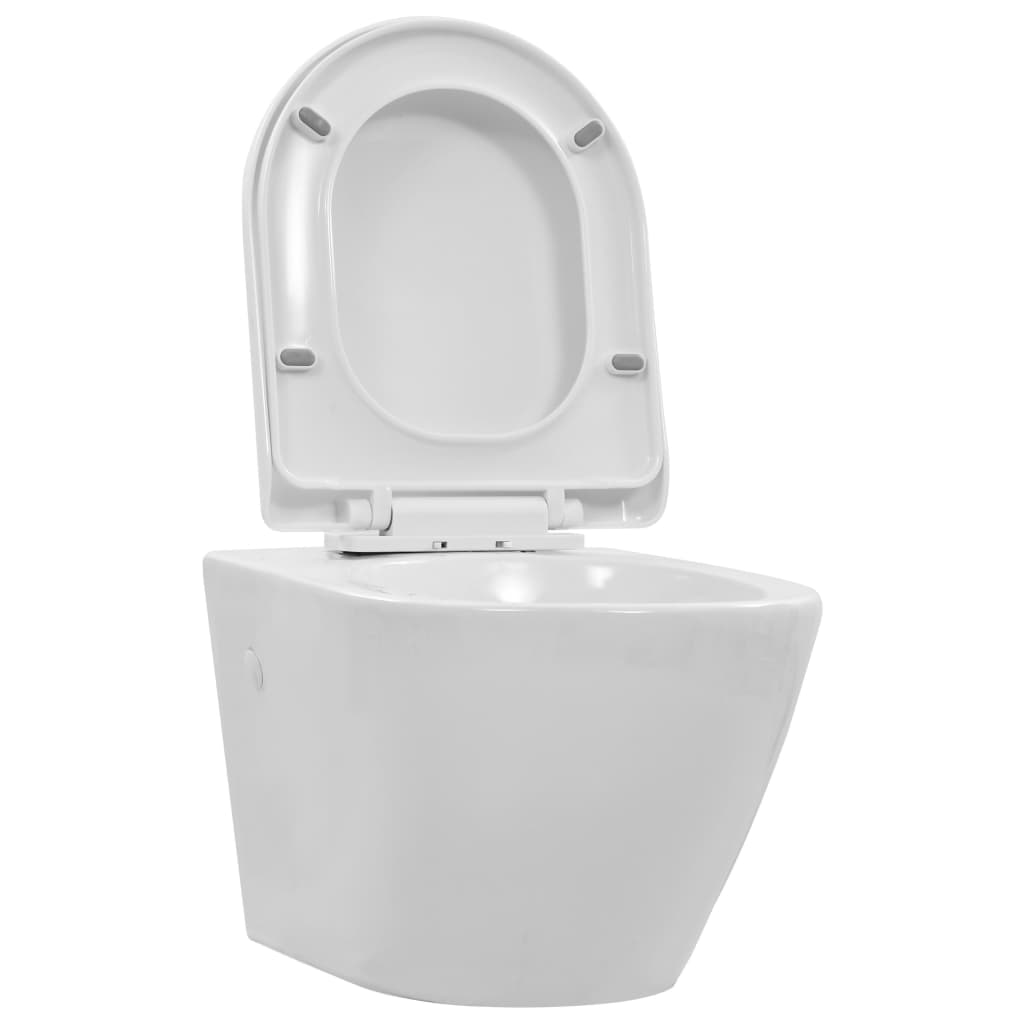 Wc Sospeso Con Design Senza Bordi In Ceramica Bianca - Image 2