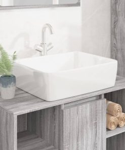 Lavandino Bianco 48x37x13 Cm In Ceramica Rettangolare