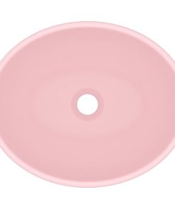 Lavandino Lusso Ovale Rosa Opaco 40x33 Cm In Ceramica
