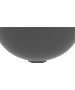 Lavandino Da Bagno In Ceramica Grigio Scuro Rotondo