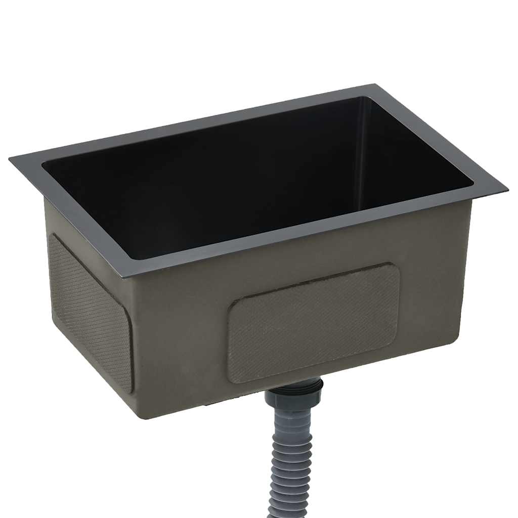 Lavello Da Cucina Lavorato A Mano Nero In Acciaio Inox - Image 4