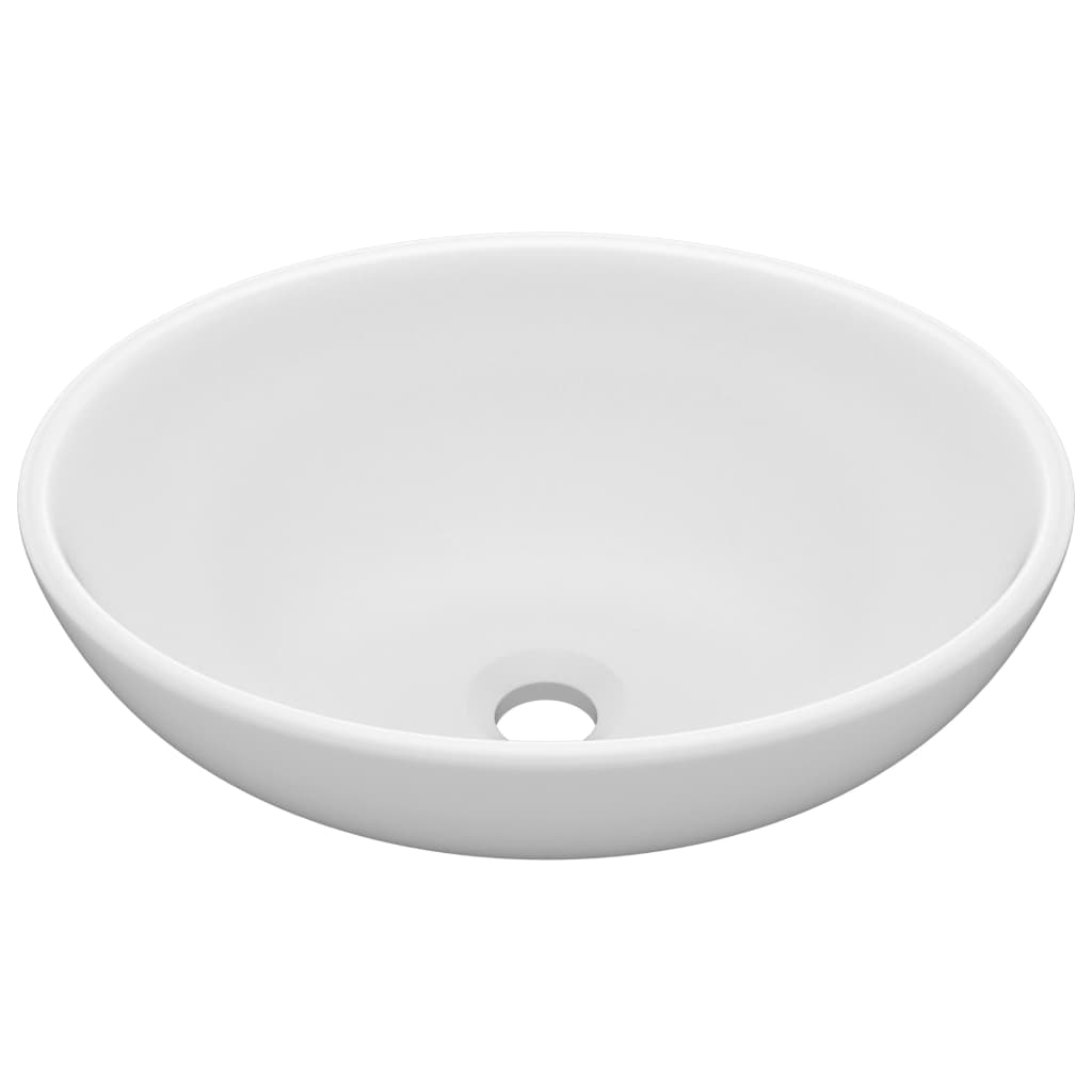 Lavandino Lusso Ovale Bianco Opaco 40x33 Cm In Ceramica