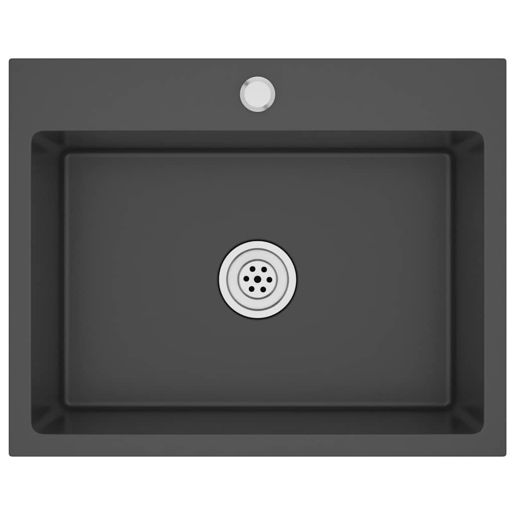 Lavello Da Cucina Lavorato A Mano Nero Acciaio Inox - Image 3