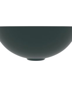 Lavandino Da Bagno In Ceramica Verde Scuro Rotondo