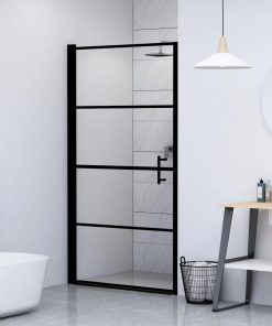 Porta Per Doccia In Vetro Temperato 81x195 Cm Nera