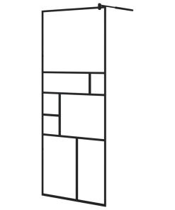 Parete Doccia WalK-In In Vetro Trasparente Esg Nera 80x195 cm
