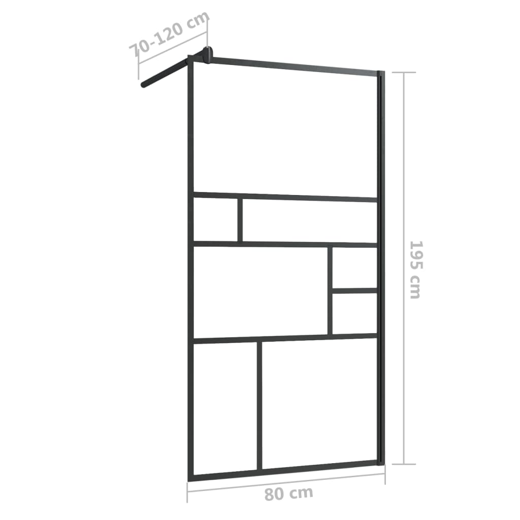 Parete Doccia WalK-In In Vetro Trasparente Esg Nera 80x195 cm - Image 4