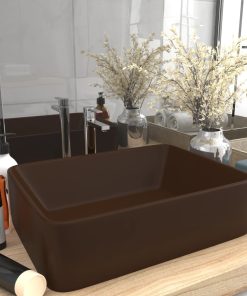 Lavandino Luxury Marrone Scuro Opaco 41x30x12 Cm In Ceramica