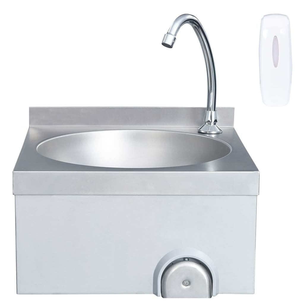 Lavandino Con Rubinetto E Dispenser Sapone In Acciaio Inox