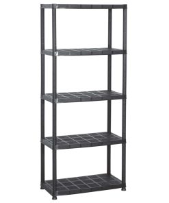 Scaffale A 5 Ripiani Nero 71x38x170 Cm In Plastica