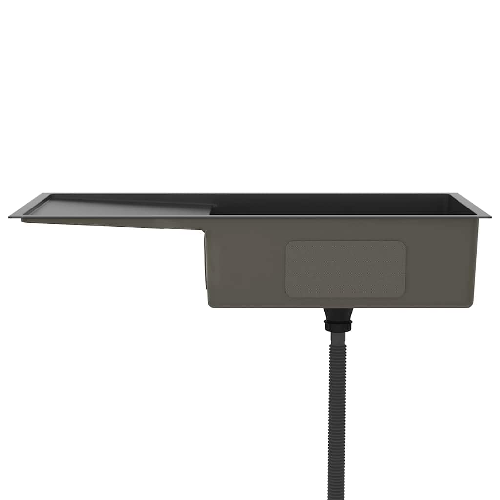 Lavello Da Cucina Lavorato A Mano Nero In Acciaio Inox - Image 3