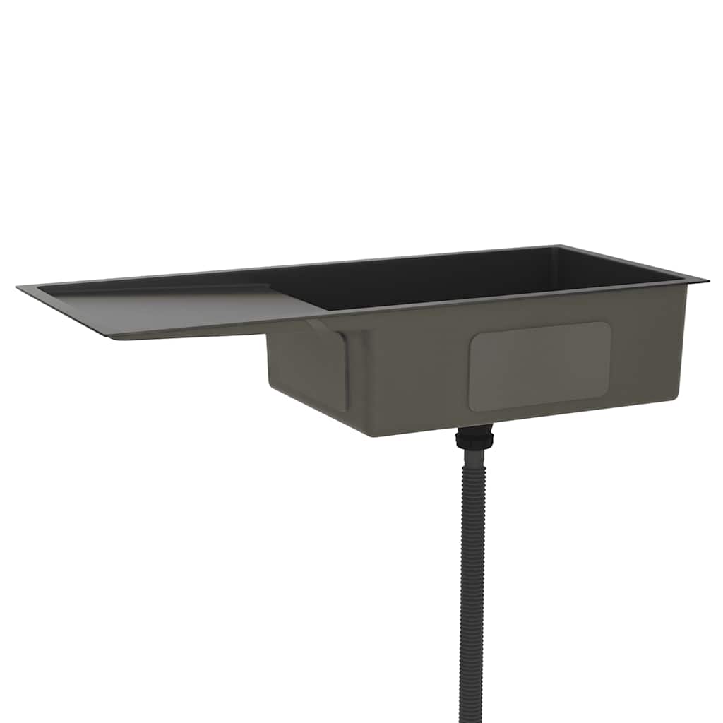 Lavello Da Cucina Lavorato A Mano Nero In Acciaio Inox - Image 4