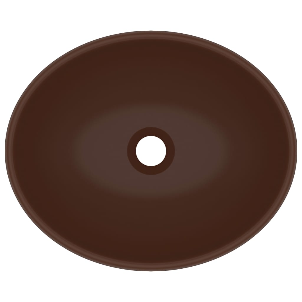 Lavandino Lusso Ovale Marrone Scuro Opaco 40x33 Cm In Ceramica - Image 2