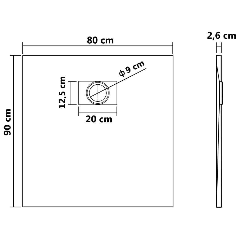Piatto Doccia In Smc Nero 90x80 cm - Image 6