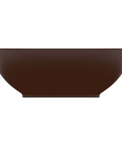 Lavandino Lusso Ovale Marrone Scuro Opaco 40x33 Cm In Ceramica