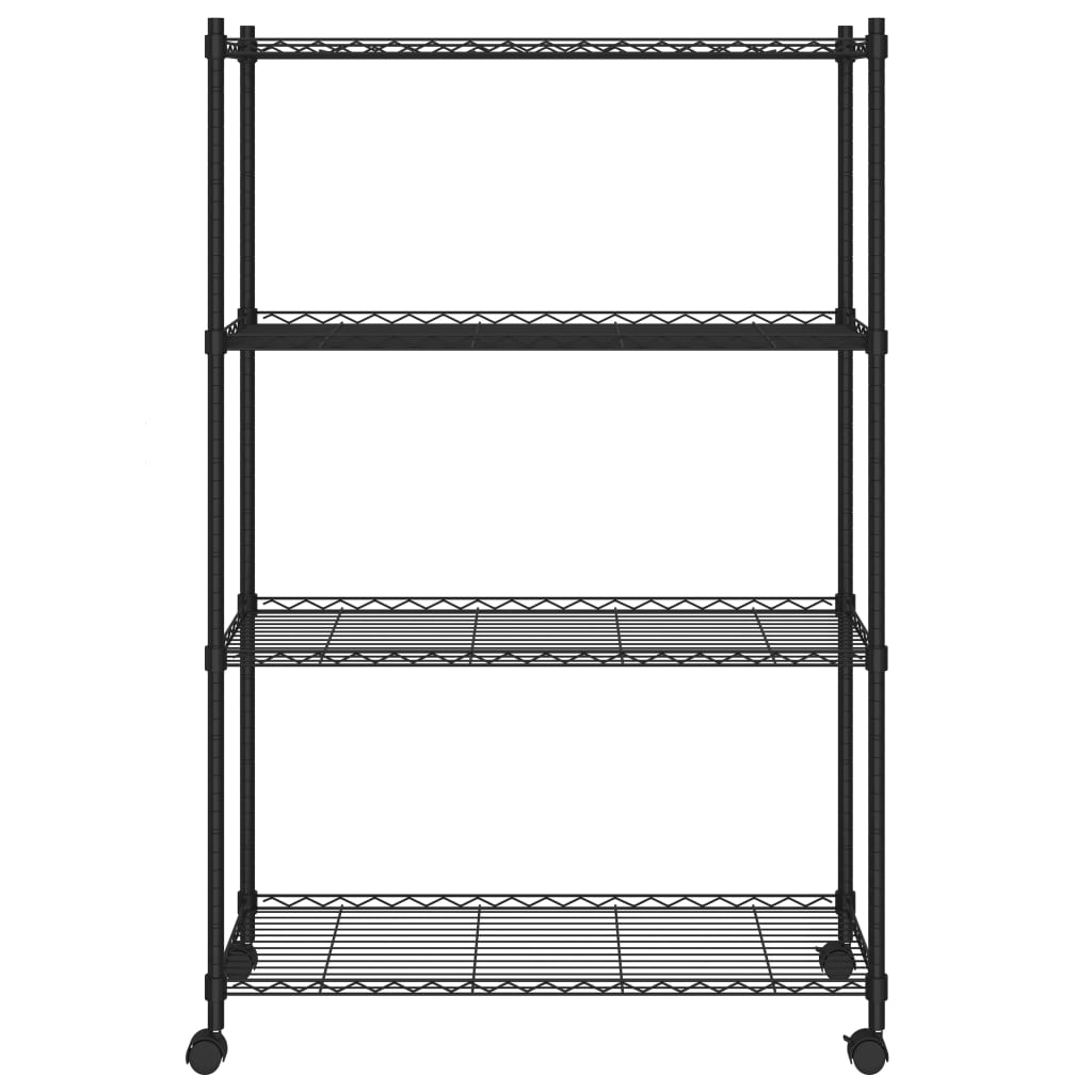 Scaffale A 4 Livelli Con Ruote 90x35x142 Cm Nero 200 kg - Image 5