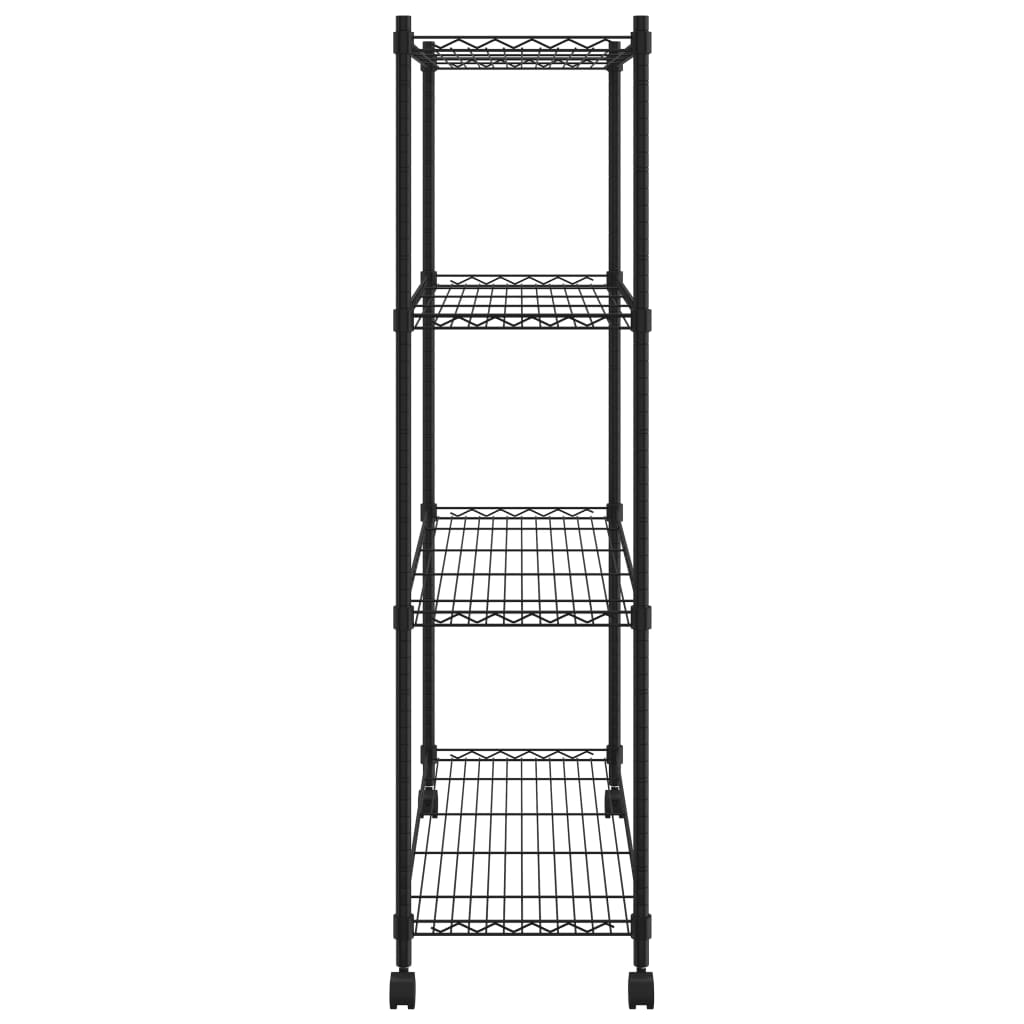 Scaffale A 4 Livelli Con Ruote 90x35x142 Cm Nero 200 kg - Image 4
