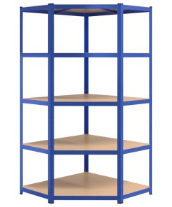 Mensola Angolare 5 Strati Blu In Acciaio E Legno Multistrato