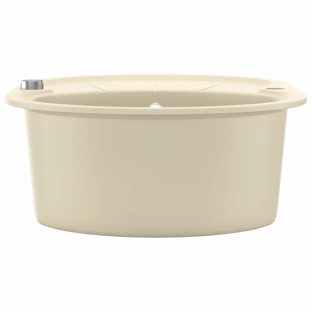 Lavello Da Cucina In Granito Vasca Singola Ovale Beige - Image 5