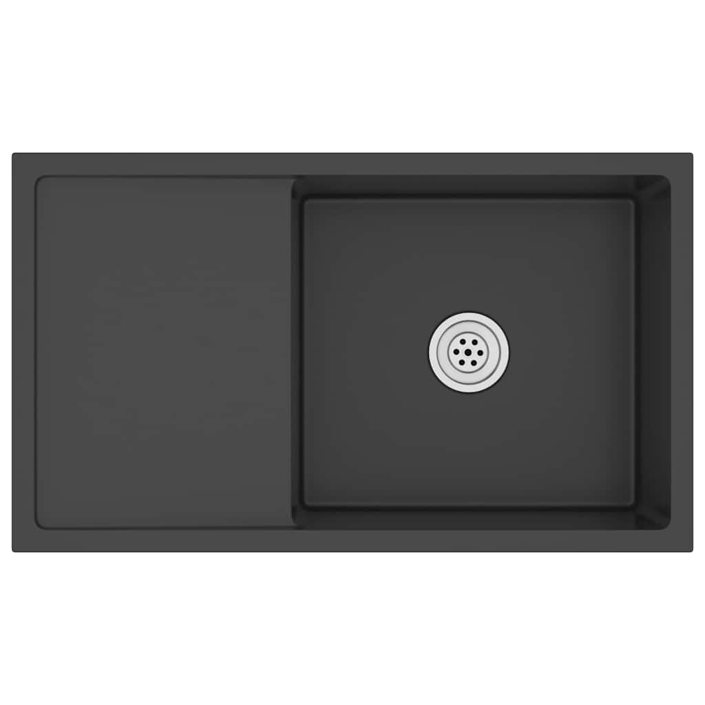 Lavello Da Cucina Lavorato A Mano Nero Acciaio Inox - Image 3