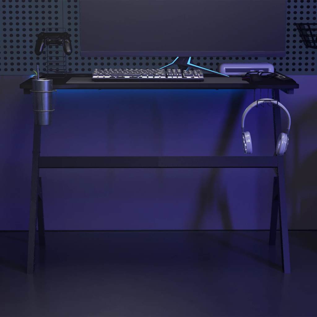 Scrivania Da Gaming Con Led E Gambe A Y Nera 110x60x75 cm