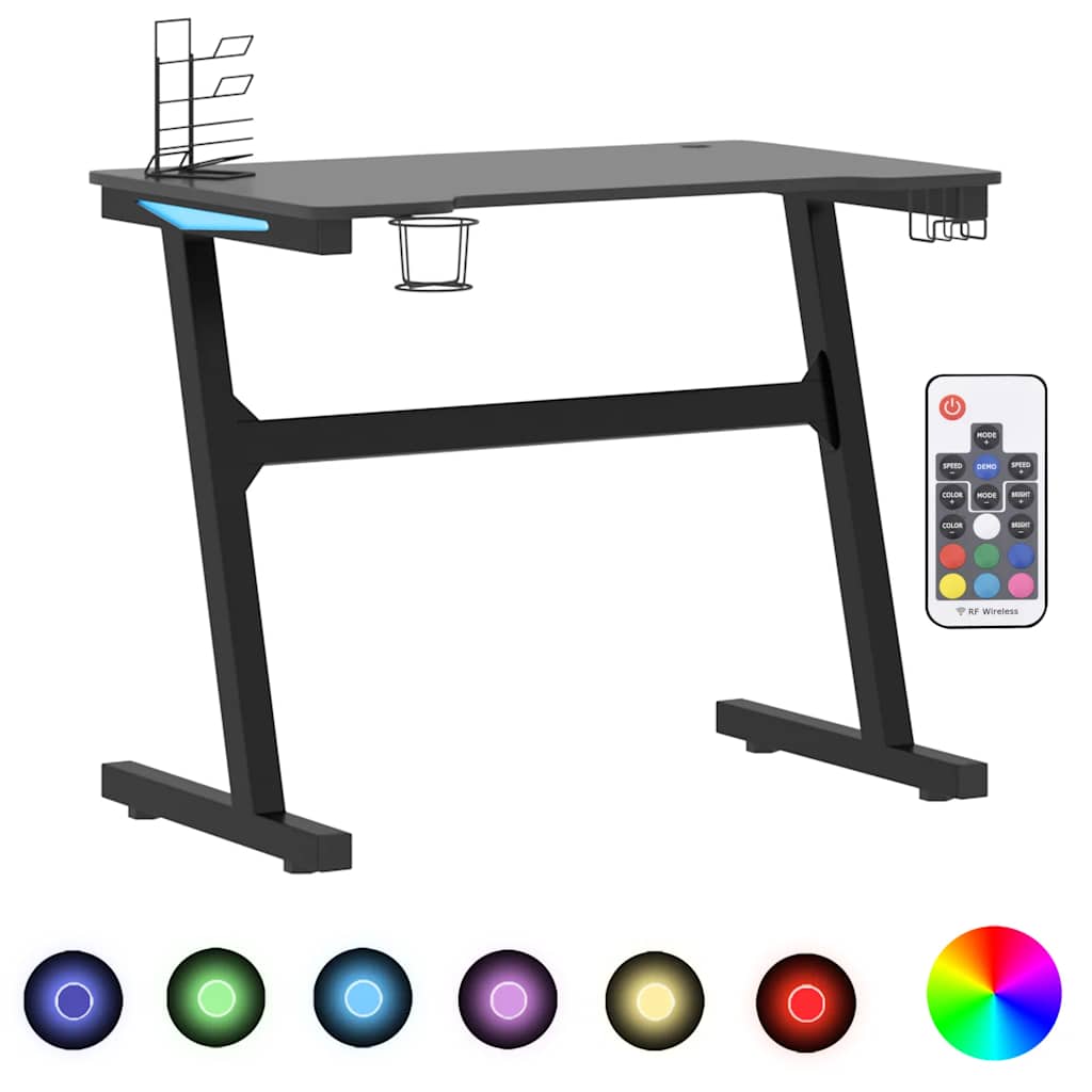 Scrivania Da Gaming Con Led E Gambe A Z Nera 90x60x75 cm