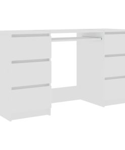 Scrivania Bianca 140x50x77 Cm In Legno Multistrato