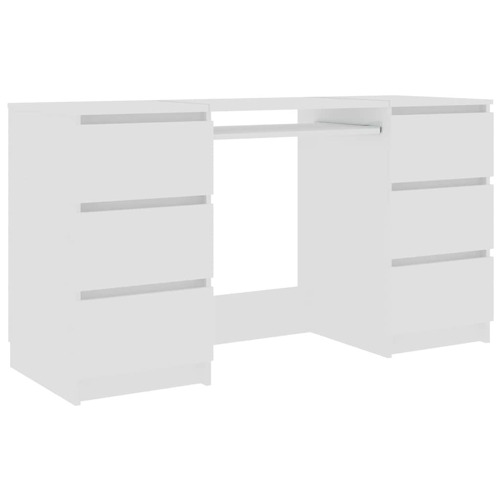 Scrivania Bianca 140x50x77 Cm In Legno Multistrato