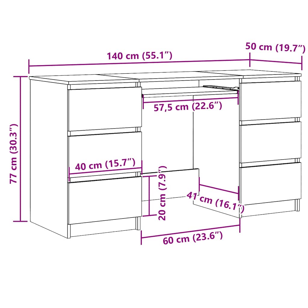 Scrivania Bianca 140x50x77 Cm In Legno Multistrato - Image 6