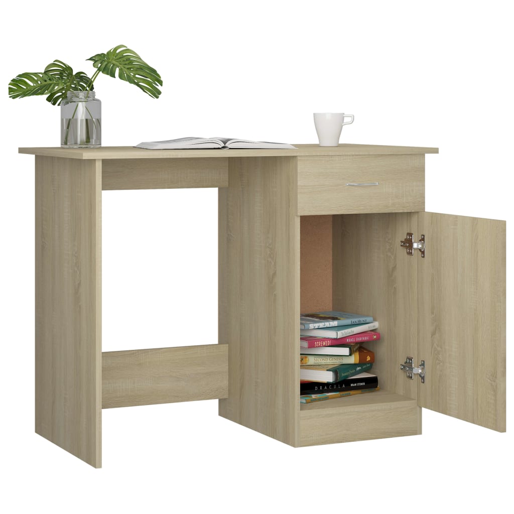 Scrivania Rovere Sonoma 100x50x76 Cm In Legno Multistrato - Image 3