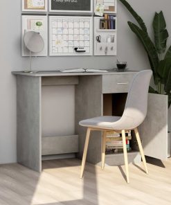 Scrivania Grigio Cemento 100x50x76 Cm In Legno Multistrato