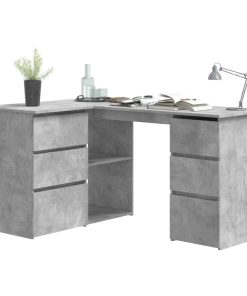 Scrivania Angolo Grigio Cemento 145x100x76 Cm Legno Multistrato