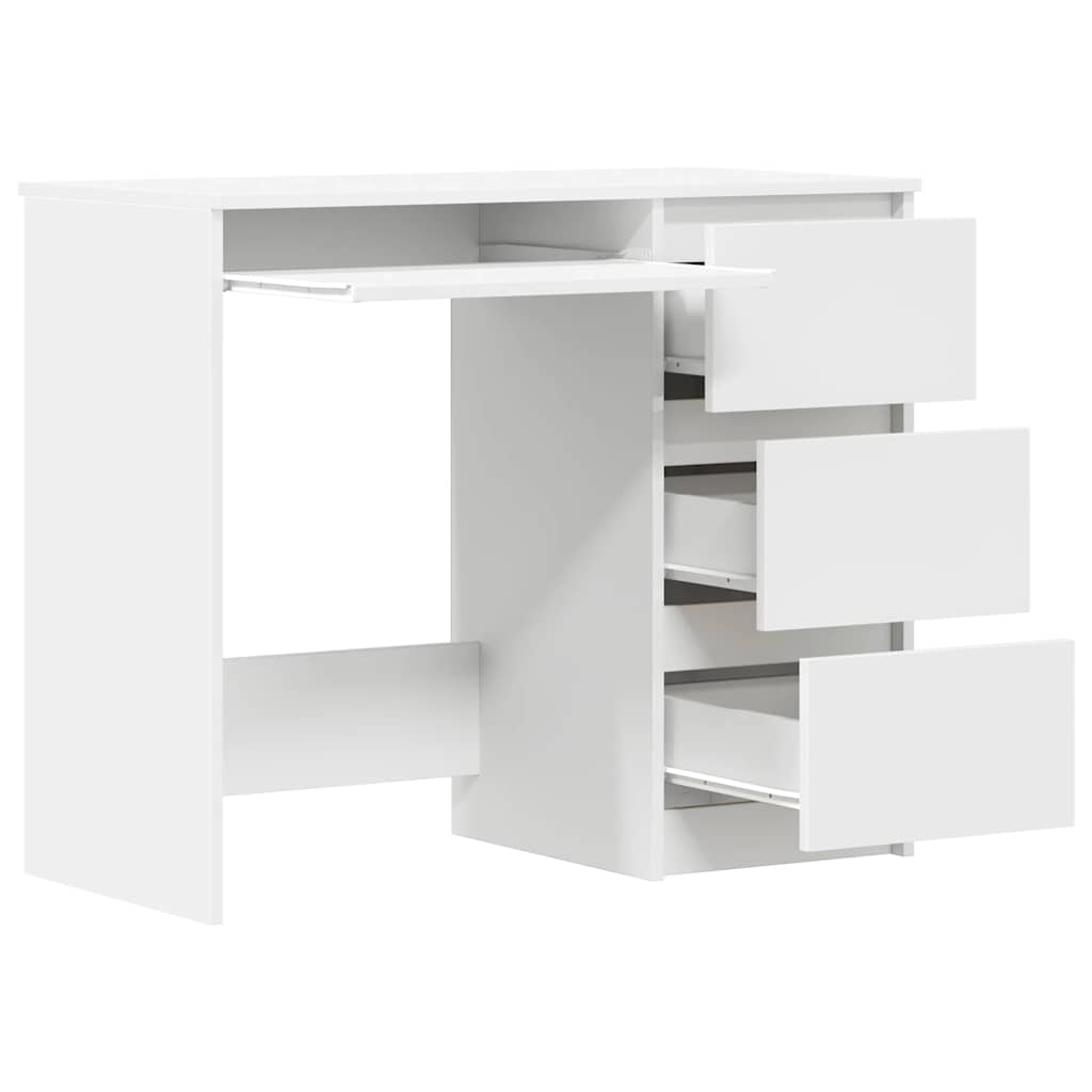 Scrivania Bianca 90x45x76 Cm In Legno Multistrato - Image 3