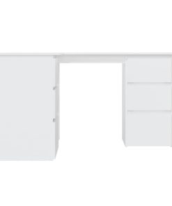 Scrivania Ad Angolo Bianca 145x100x76 Cm In Legno Multistrato