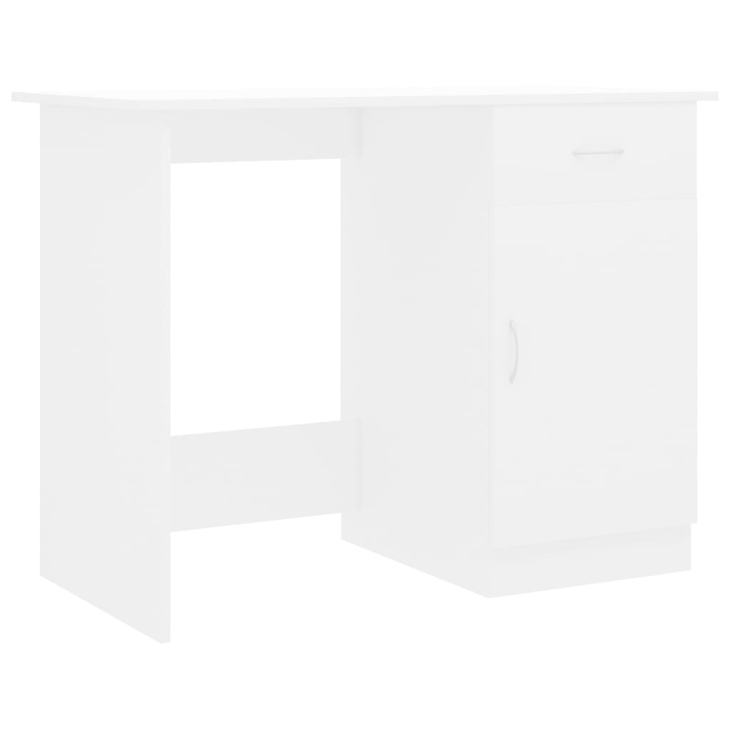 Scrivania Bianca 100x50x76 Cm In Legno Multistrato