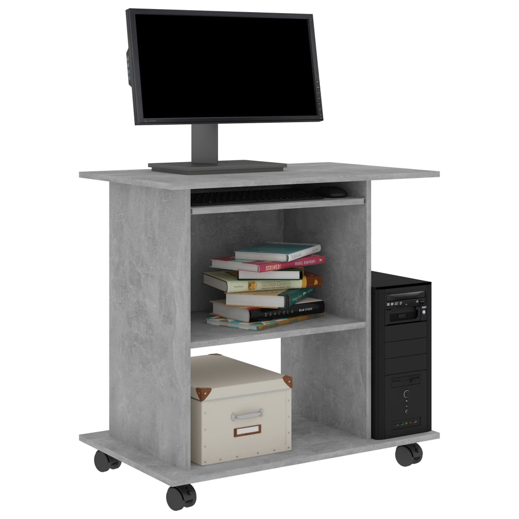 Scrivania Computer Grigio Cemento 80x50x75 Cm Legno Multistrato