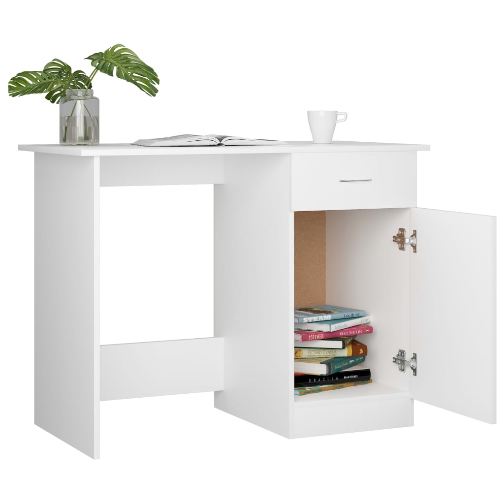 Scrivania Bianca 100x50x76 Cm In Legno Multistrato - Image 4