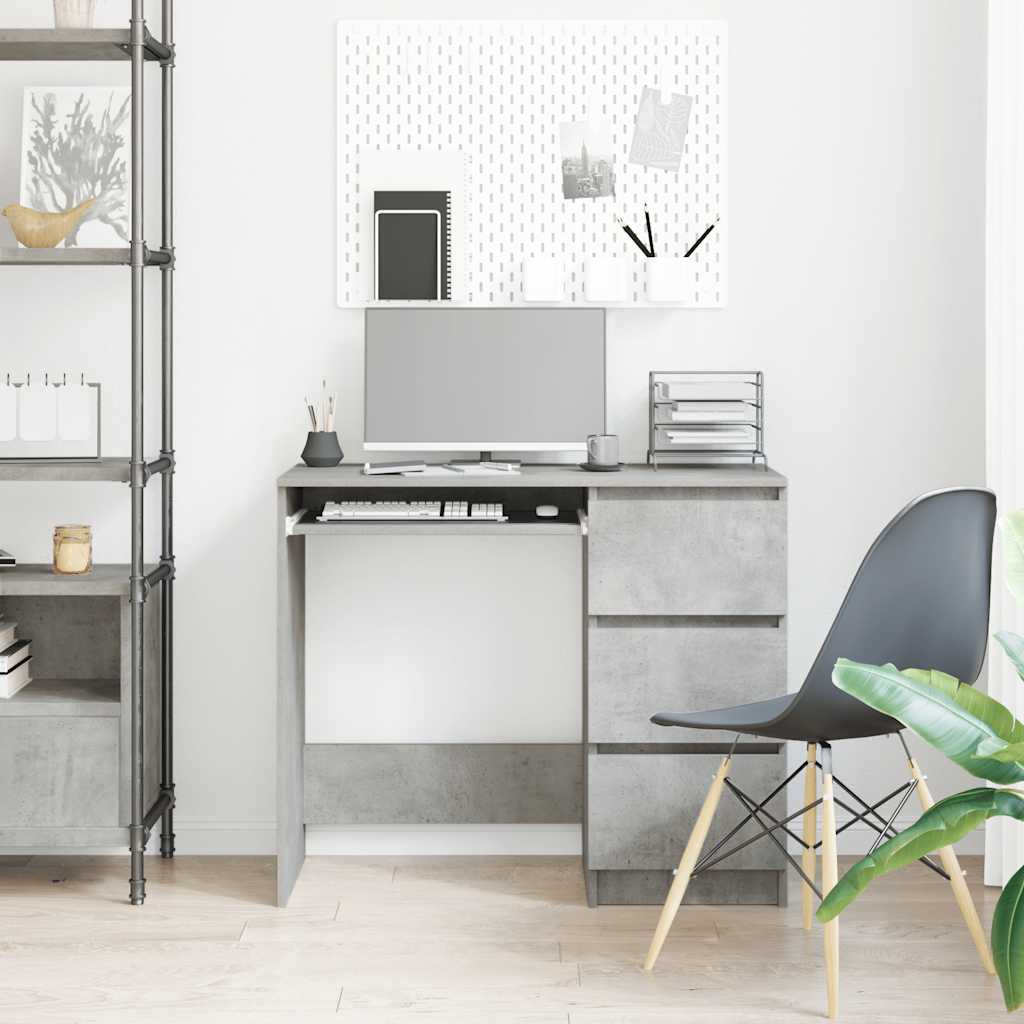 Scrivania Grigio Cemento 90x45x76 Cm In Legno Multistrato - Image 3