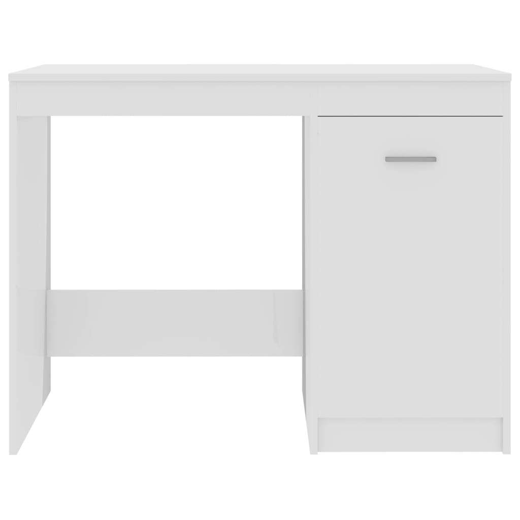 Scrivania Bianco Lucido 100x50x76 Cm In Legno Multistrato