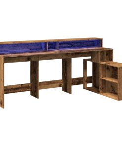Scrivania Con Luci Led Legno Antico 200x104x91 Cm In Truciolato