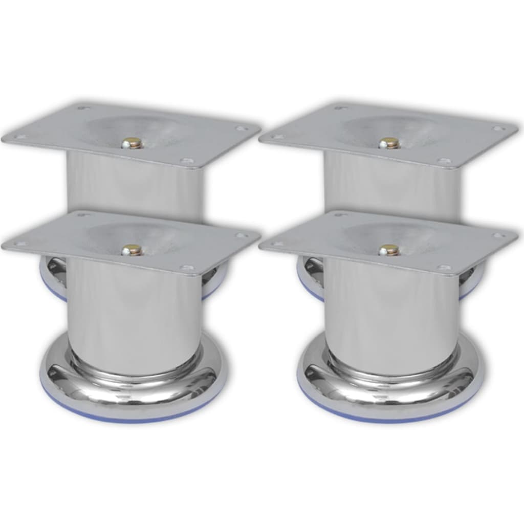 Set 4 Gambe Rotonde Per Sofa Cromate 60 mm