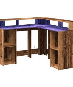 Scrivania Con Luci Led Legno Antico 130x130x91 Cm In Truciolato