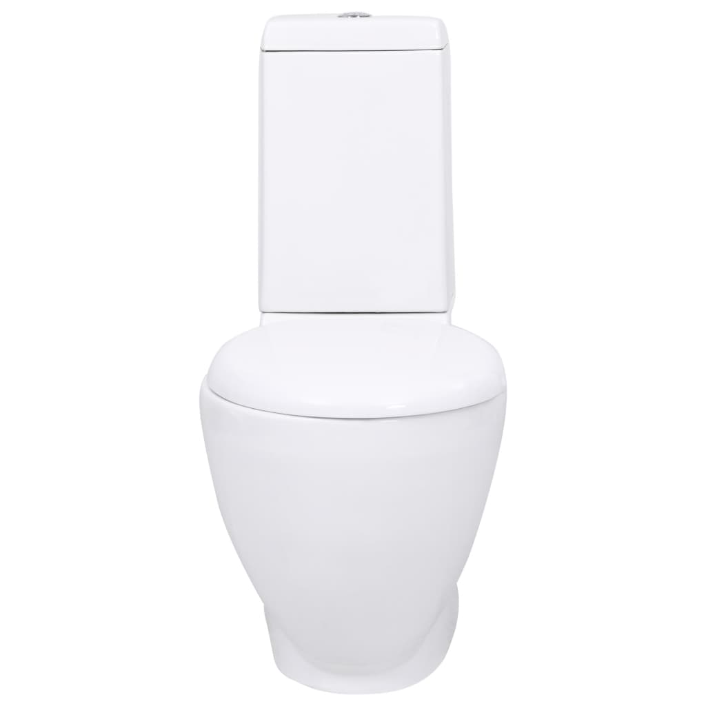 Vaso Wc In Ceramica Da Bagno Rotondo Base Con Scarico Bianco - Image 6