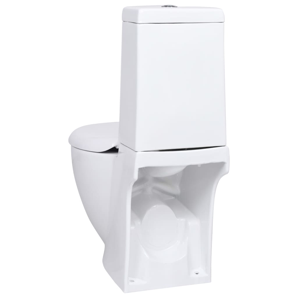 Vaso Wc In Ceramica Da Bagno Rotondo Base Con Scarico Bianco - Image 3