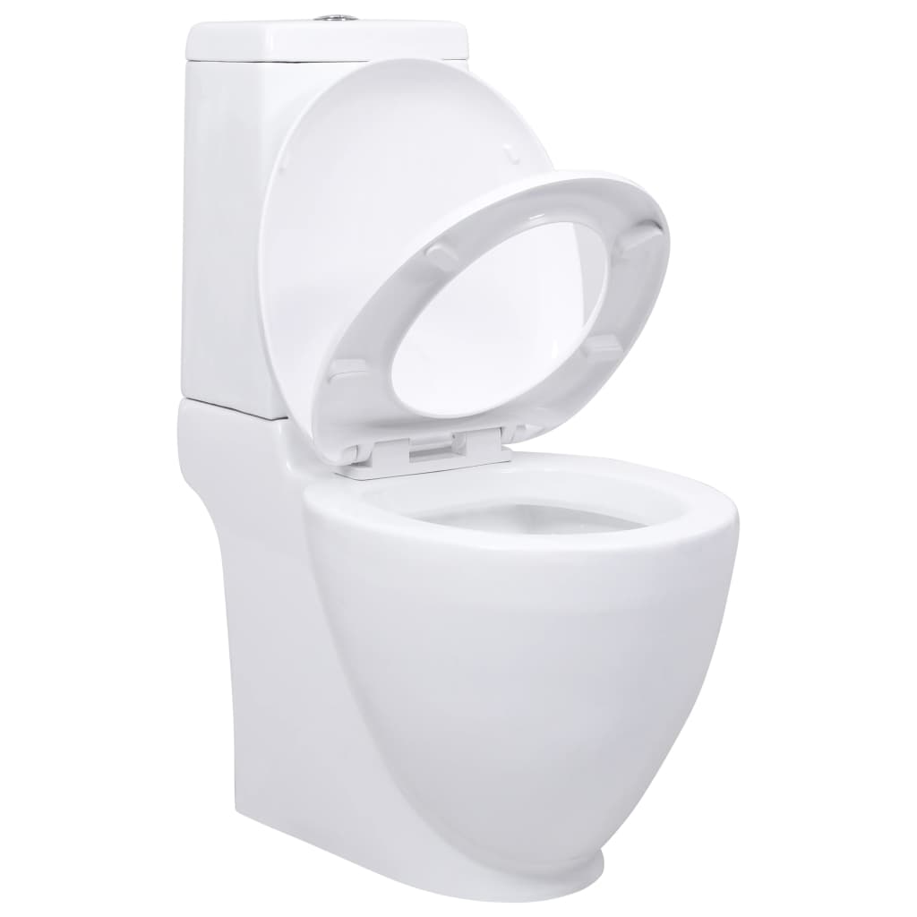 Vaso Wc In Ceramica Da Bagno Rotondo Base Con Scarico Bianco - Image 5