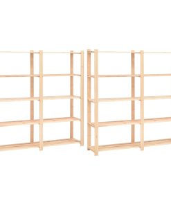 Scaffali A 5 Livelli 2 Pz 80x38x170 Cm Massello Pino 500 kg