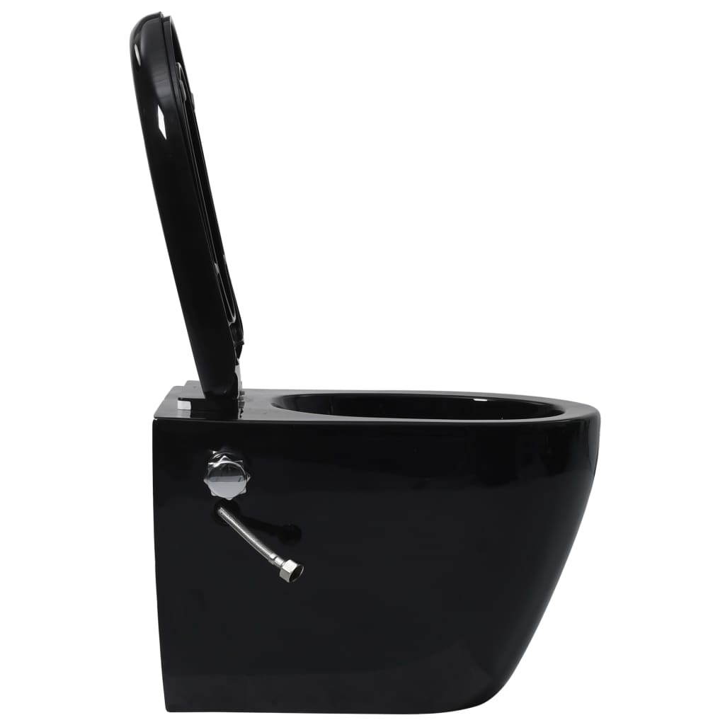 Toilette Senza Bordo Sospesa Con Funzione Bidet Ceramica Nera