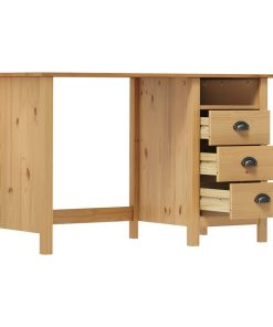 Scrivania Hill Con 3 Cassetti 120x50x74 Cm In Massello Di Pino