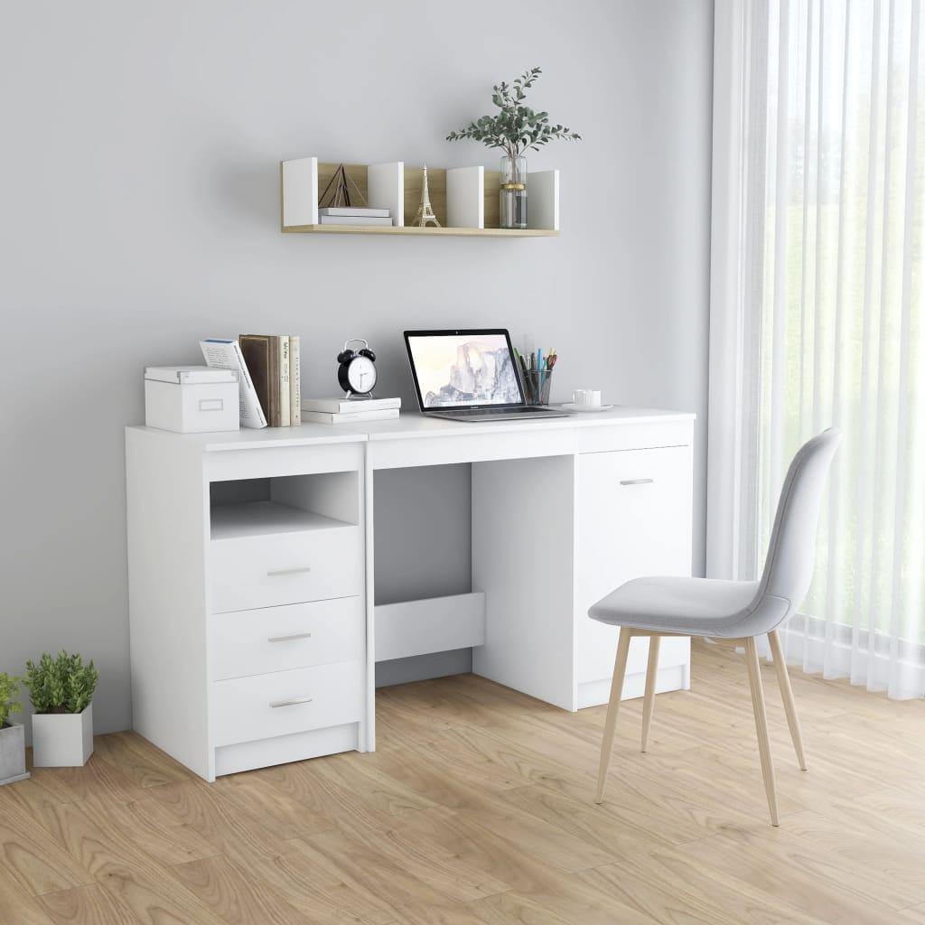 Scrivania Bianca 140x50x76 Cm In Legno Multistrato - Image 4