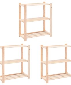 Scaffali A 3 Livelli 3 Pz 80x38x90 Cm Massello Pino 150 kg